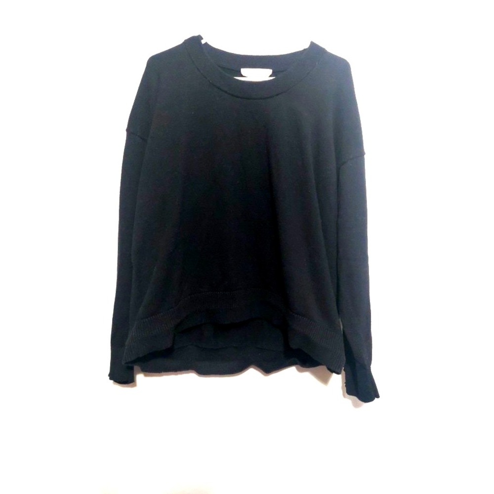 Michael Kors Womens Large Tunic High-Low Casual Boxy Sweater‎ Long Sleeves Black